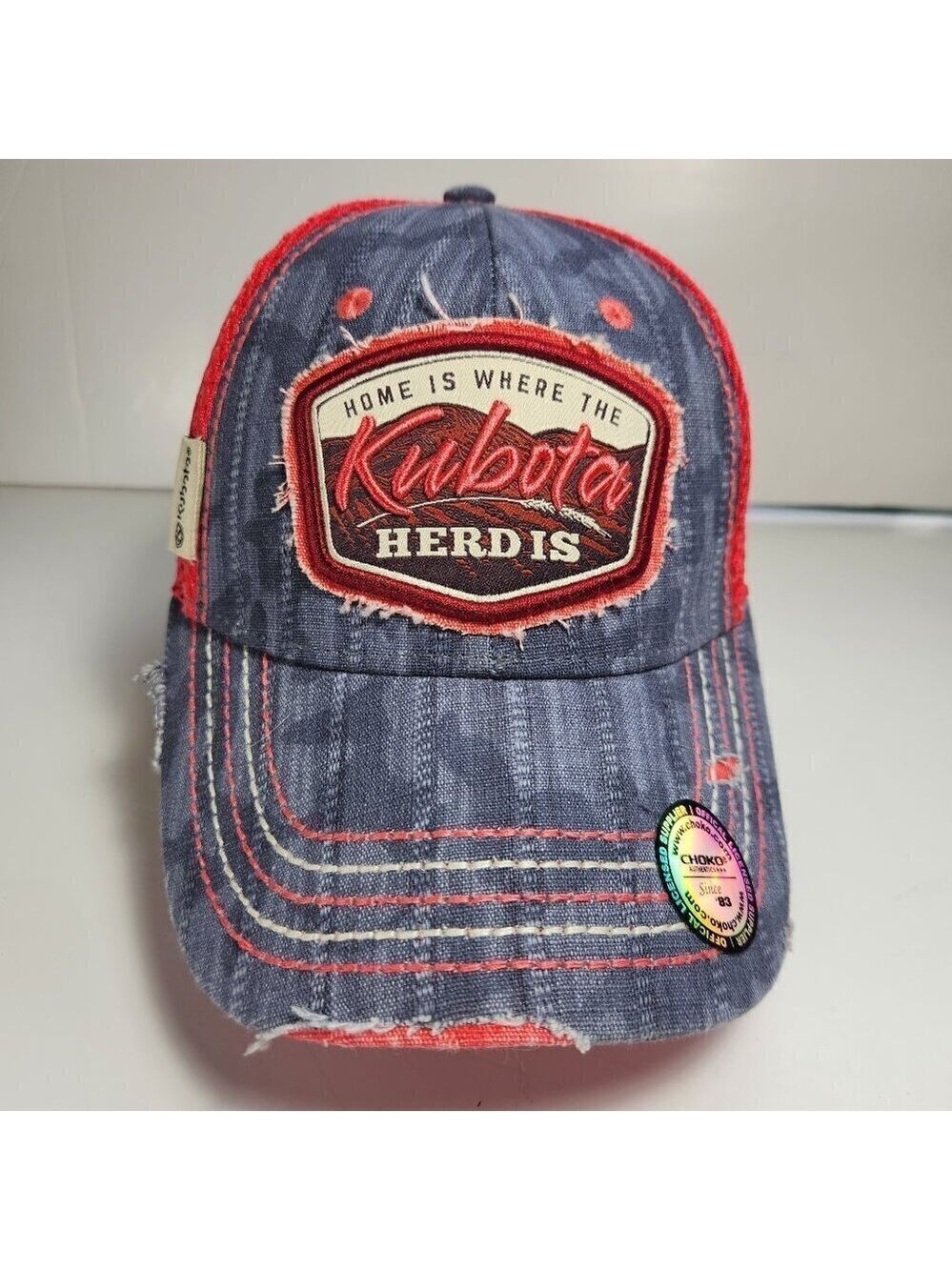 Choko Kubota Trucker Hat Home Is Where The Herd Is Denim Snapback Tractor Cap OS